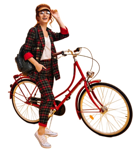 Ragazza che regge una bicicletta